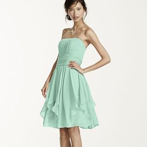 Davids Bridal Strapless Chiffon Dress